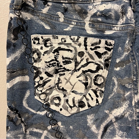 Upcycled Old Navy Super Skinny Mid Rise Jeans Women’s 10 - Picture 7 of 16